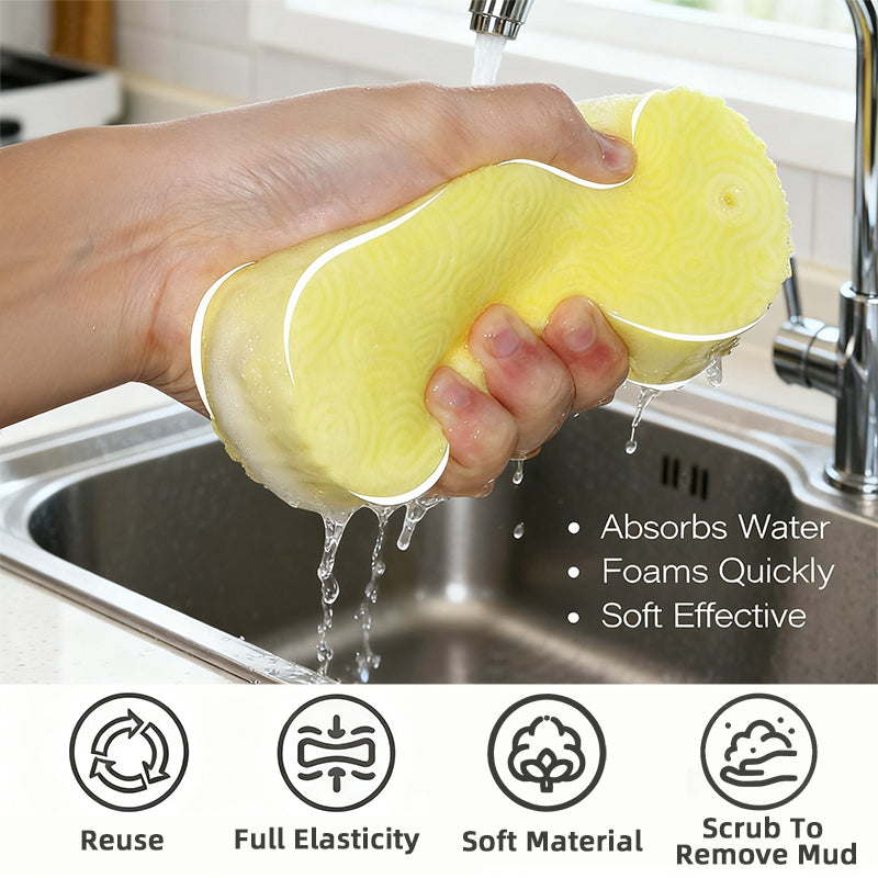 [2count]Magic Exfoliating Bath Sponge,3D Super Soft Exfoliating Bath Sponge,Skin Friendly and Reusable,Alternative to exfoliating Gloves,Random Color.