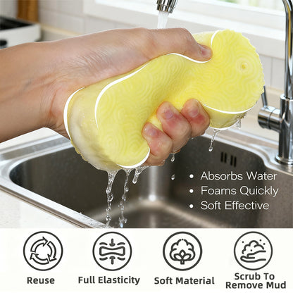 [2count]Magic Exfoliating Bath Sponge,3D Super Soft Exfoliating Bath Sponge,Skin Friendly and Reusable,Alternative to exfoliating Gloves,Random Color.